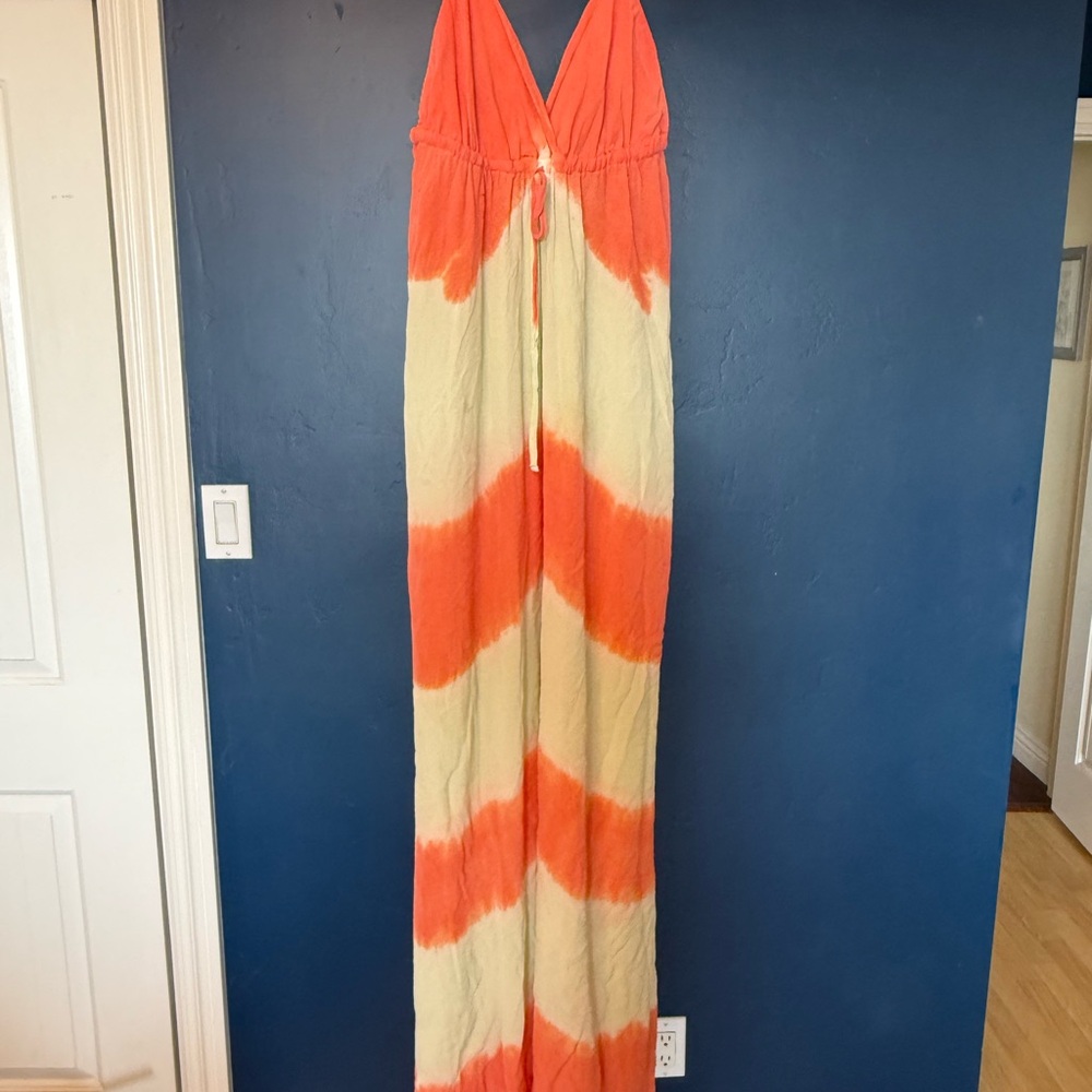 Gypsy Los Angeles Orange and Cream Maxi Dress